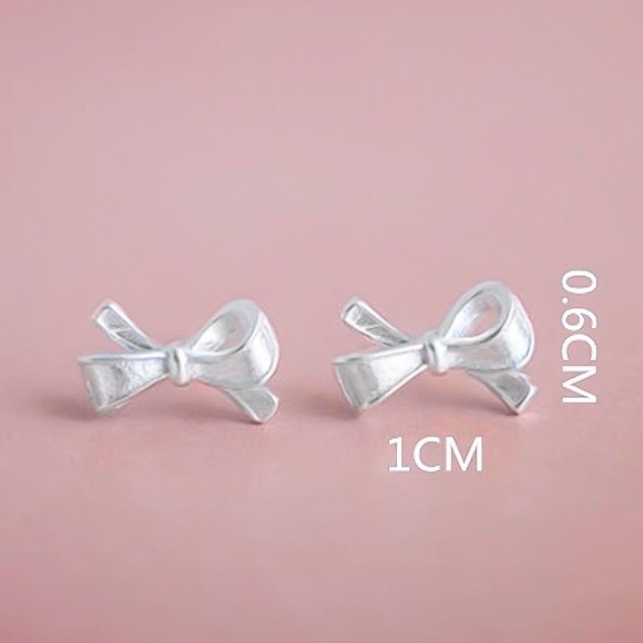 2/$20! 925 Silver Delicate Tied Bow Stud Earrings - Picture 5 of 8
